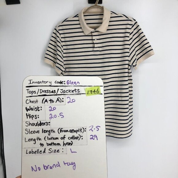 J.Crew Men's Black & off white (cream) Deck-striped polo size L - Picture 15 of 16